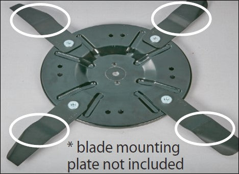 56979-BL / 10093-BL - 4 x Swing Blades to suit ALDI 56979 196cc Electric Start Lawn Mower (70059736), 10093 / SLM530 224cc Electric Start Lawn Mower (2019 model ONLY)