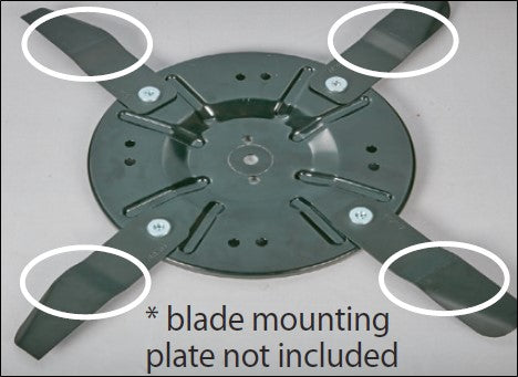 56979-BL / 10093-BL - 4 x Swing Blades to suit ALDI 56979 196cc Electric Start Lawn Mower (70059736), 10093 / SLM530 224cc Electric Start Lawn Mower (2019 MODEL ONLY)
