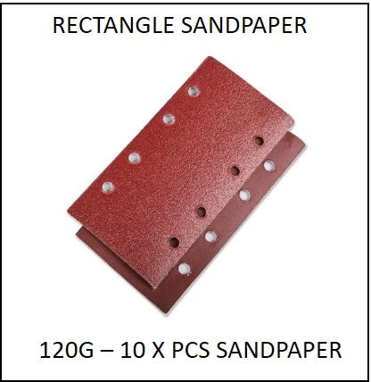 61865-120G-RS - 10 X 120G Rectangle Sandpaper to suit 220W 3 in 1 Multi Purpose Sander