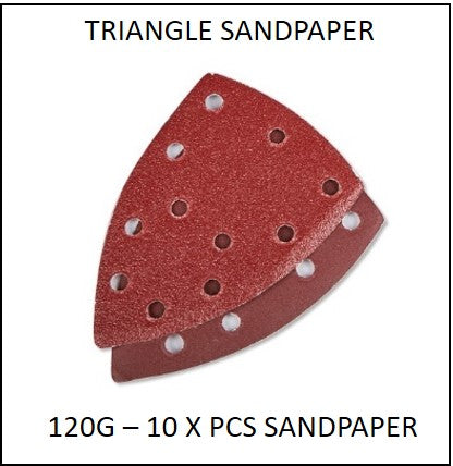 61865-120G-TS - 10 X 120G Triangle Sandpaper to suit 220W 3 in 1 Multi Purpose Sander