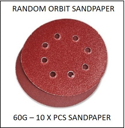 61865-60G-OS - 10 X 60G Orbit Sander Sandpaper to suit 220W 3 in 1 Multi Purpose Sander
