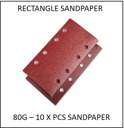 61865-80G-RS - 10 X 80G Rectangle Sandpaper to suit 220W 3 in 1 Multi Purpose Sander