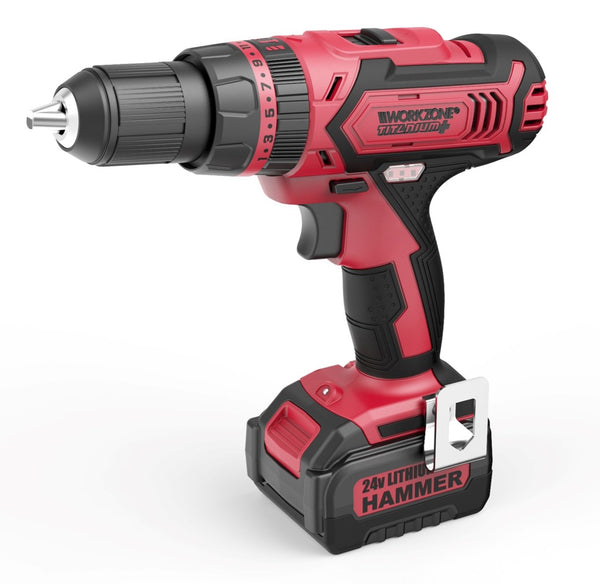 24V Cordless Drill with Hammer Action + 2 Batteries / Charger - 63524/ 90006037 CLEARANCE